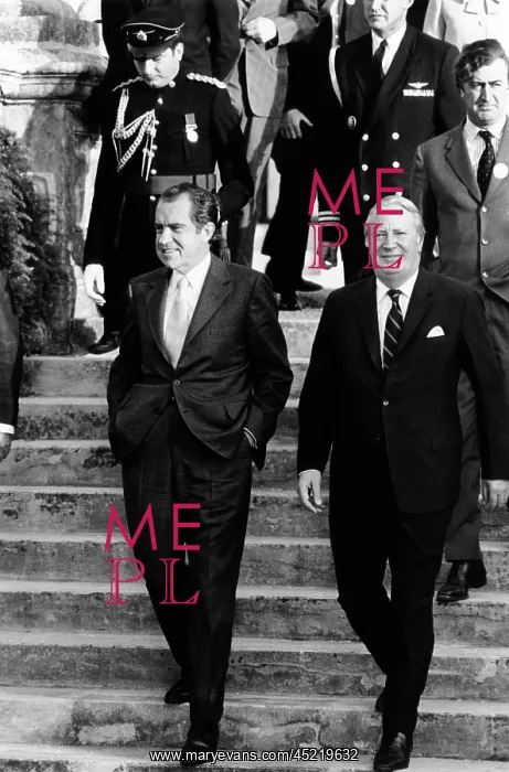 : President Richard Nixon (left) and British ? : President Richard Nixon (left) and British ?
