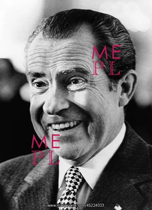 : President Richard Nixon smiling broadly. ? : President Richard Nixon smiling broadly. ?