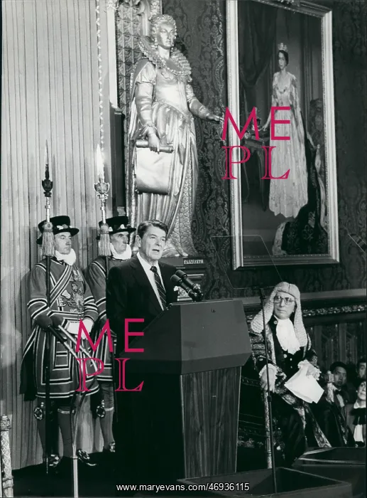 : President Ronald Reagan speaking in the UK : President Ronald Reagan speaking in the UK