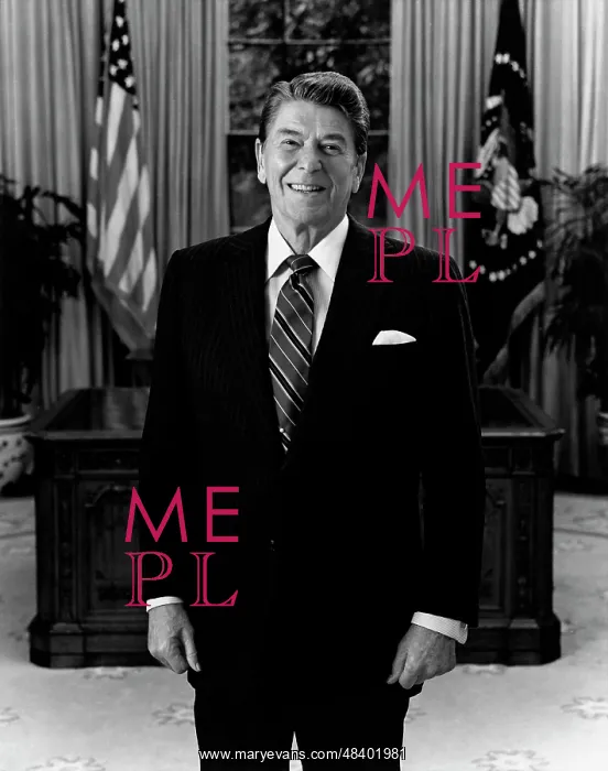 : President Ronald Reagan standing in the Oval Office : President Ronald Reagan standing in the Oval Office