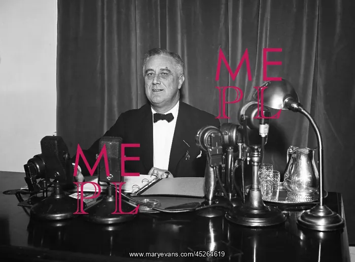 : President Roosevelt broadcasts his proposal to : President Roosevelt broadcasts his proposal to