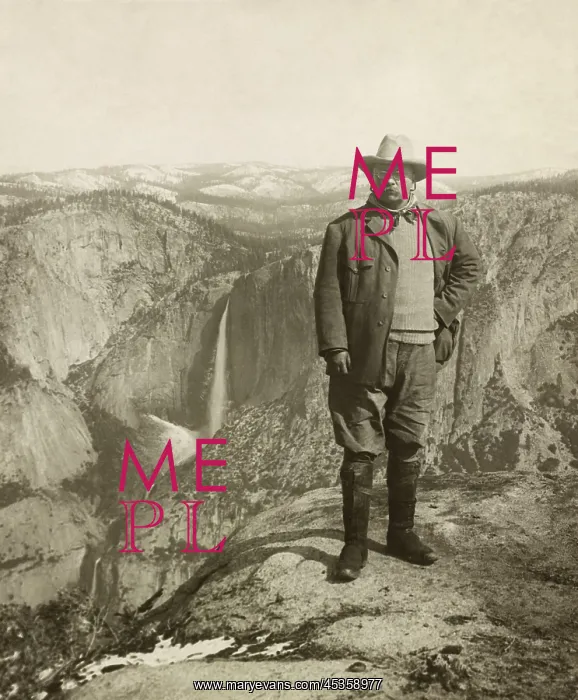 : President Theodore Roosevelt standing on Glacier : President Theodore Roosevelt standing on Glacier
