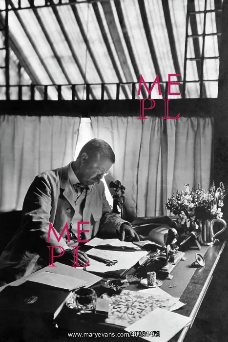 : President Theodore Roosevelt working on a desk : President Theodore Roosevelt working on a desk