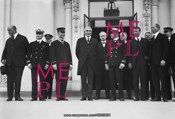 : President Warren Harding and a group including men : President Warren Harding and a group including men