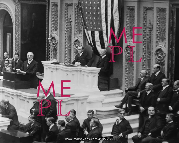 : President Warren Harding speaking to a joint session : President Warren Harding speaking to a joint session