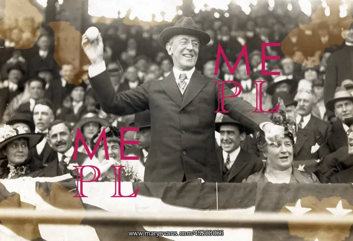 : President Woodrow Wilson throwing out the ? : President Woodrow Wilson throwing out the ?