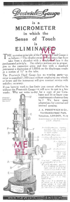 : Prestwich Fluid Gauge 1918 : Prestwich Fluid Gauge 1918