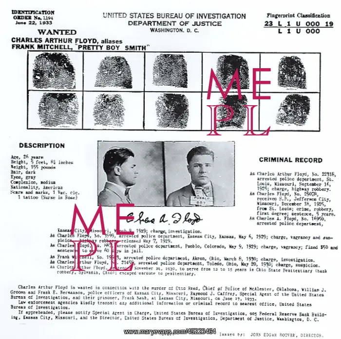 : Pretty Boy Floyd, wanted poster with mugshot ? : Pretty Boy Floyd, wanted poster with mugshot ?