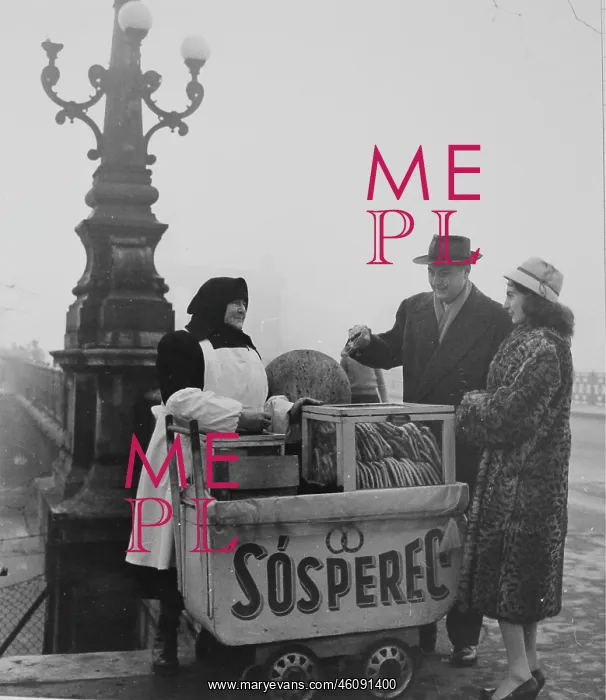  : A pretzel seller in Budapest. 1955