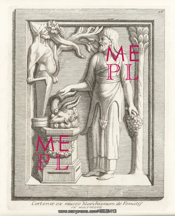 : A priest making a sacrifice to the fertility god Priapus : A priest making a sacrifice to the fertility god Priapus