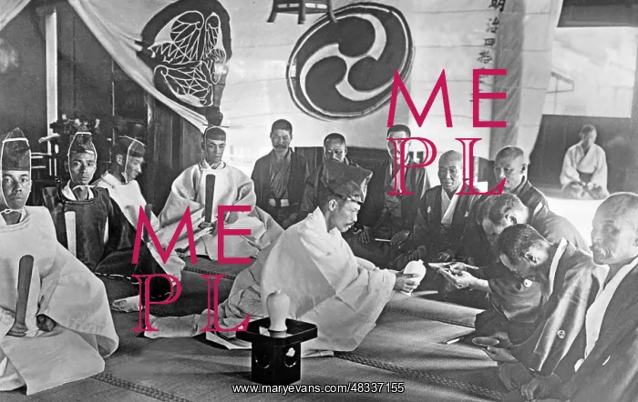 : Priest in a Shinto shrine in Japan, 1912 : Priest in a Shinto shrine in Japan, 1912