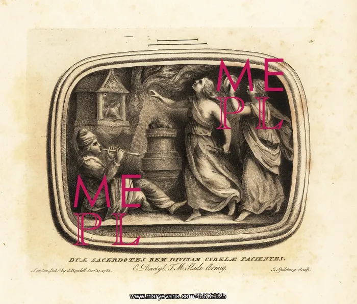 : Two priestesses making an offering to Cybele : Two priestesses making an offering to Cybele