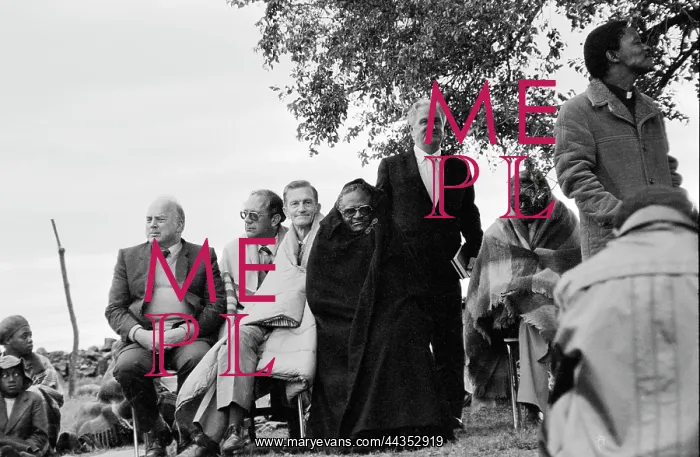 : Priests, including Bishop Tutu, at night vigil in Mogopa : Priests, including Bishop Tutu, at night vigil in Mogopa