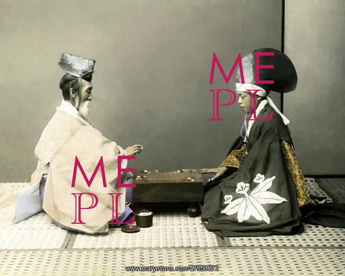 : Priests playing checkers, Japan : Priests playing checkers, Japan
