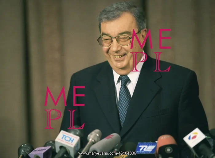 : Former Prime Minister Primakov at press conference, 1999 : Former Prime Minister Primakov at press conference, 1999