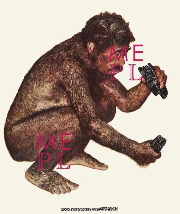 : Primitive Man holding Lumps of Coal : Primitive Man holding Lumps of Coal