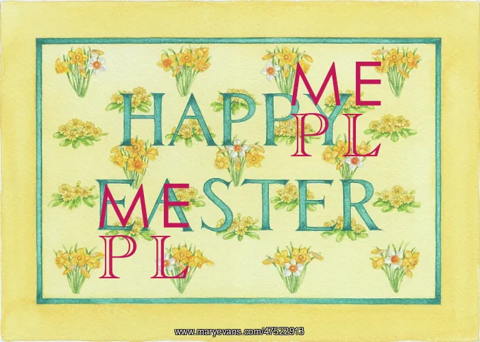 : Primroses and Daffodils with Happy Easter : Primroses and Daffodils with Happy Easter