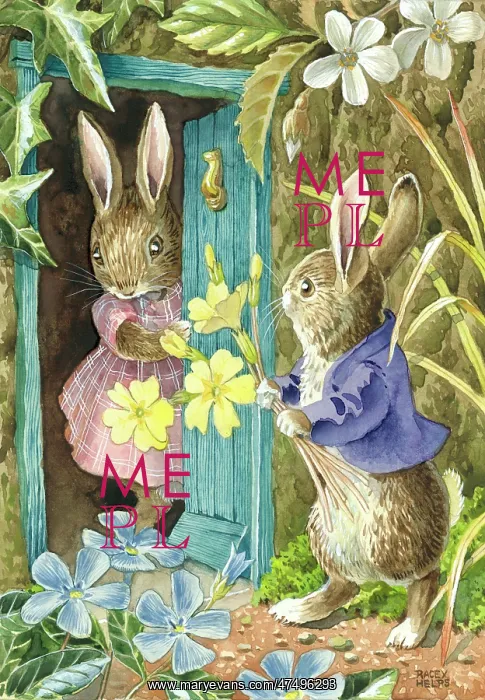  : Primroses for a Lady - rabbit at front door