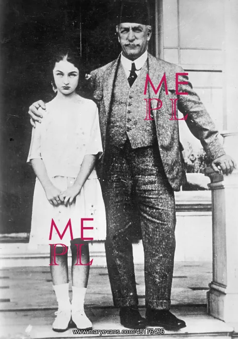 : Prince Abduelmecid with his daughter, ca. 1920 : Prince Abduelmecid with his daughter, ca. 1920