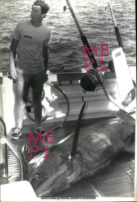 : Prince Charles with Marlin on deck, Australia : Prince Charles with Marlin on deck, Australia
