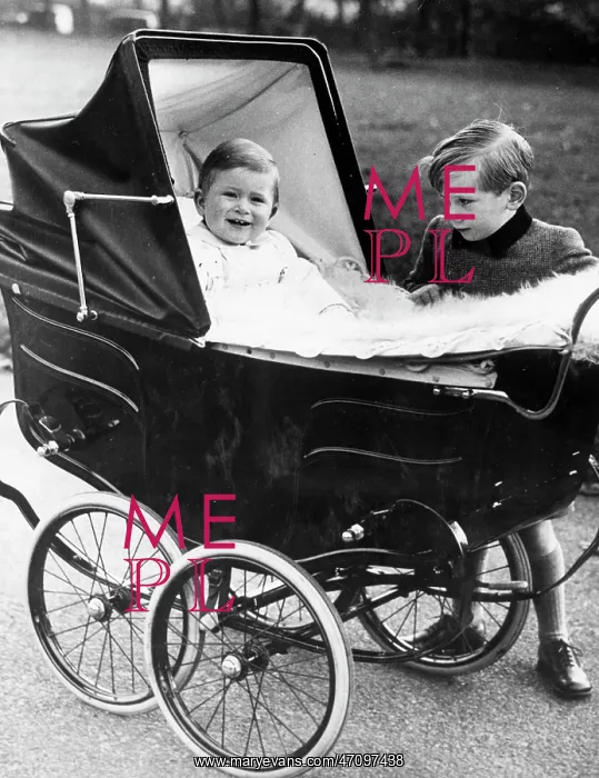 : Prince Charles in pram, Prince Richard alongside : Prince Charles in pram, Prince Richard alongside