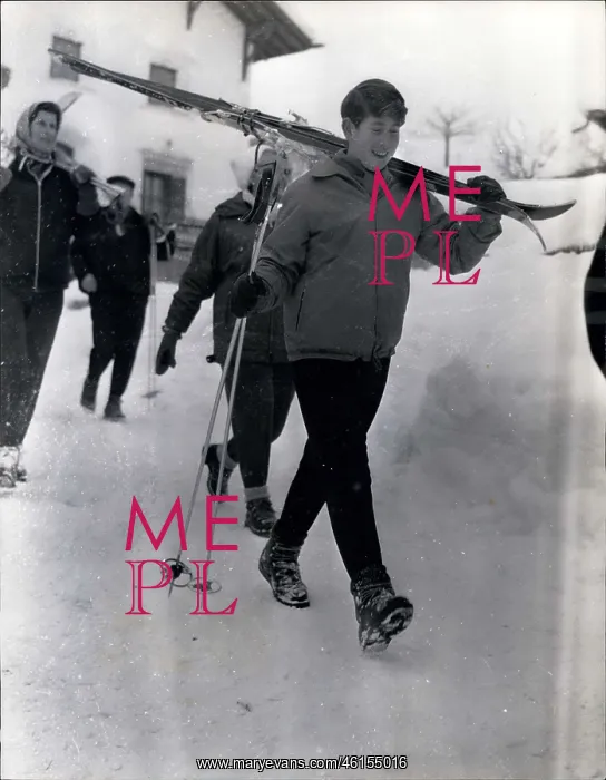 : Prince Charles has skiing lessons, Switzerland : Prince Charles has skiing lessons, Switzerland
