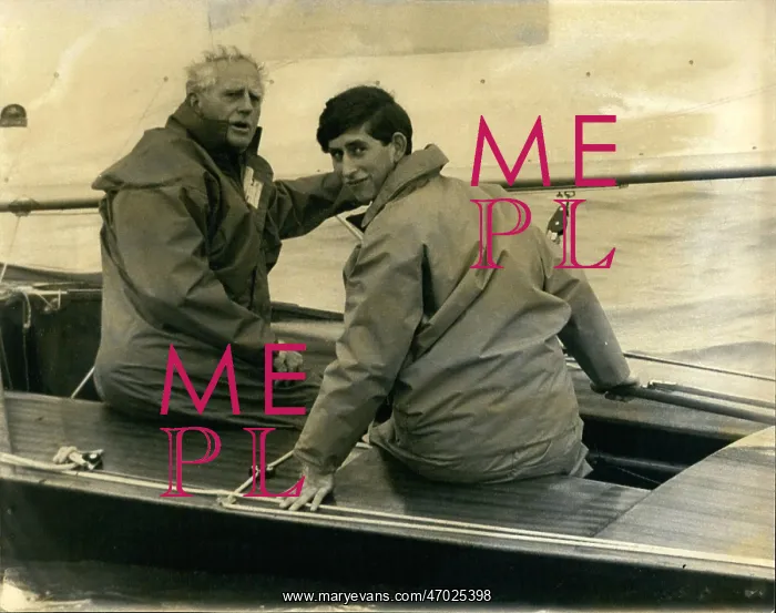 : Prince Charles and Uffa Fox, racing at Cowes : Prince Charles and Uffa Fox, racing at Cowes