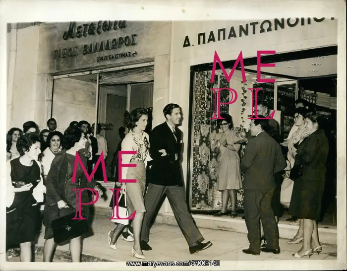 : Prince Constantine of Greece with fiancee in Athens : Prince Constantine of Greece with fiancee in Athens