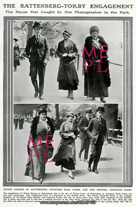 : Prince George of Battenberg, Countess Nada Torby engagement : Prince George of Battenberg, Countess Nada Torby engagement