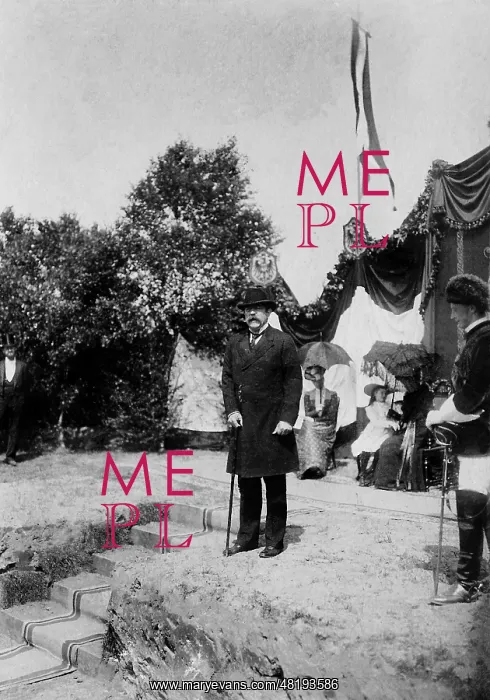 : Prince Herbert von Bismarck at the foundation stone of the p : Prince Herbert von Bismarck at the foundation stone of the p