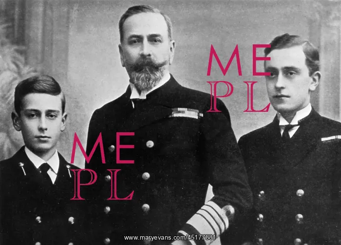 : Prince Louis of Battenberg with his sons : Prince Louis of Battenberg with his sons