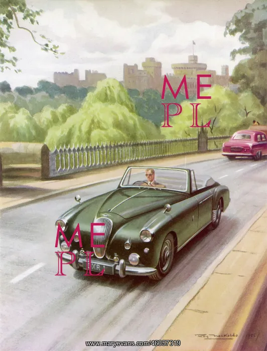 : Prince Philip at the wheel, 1955 : Prince Philip at the wheel, 1955