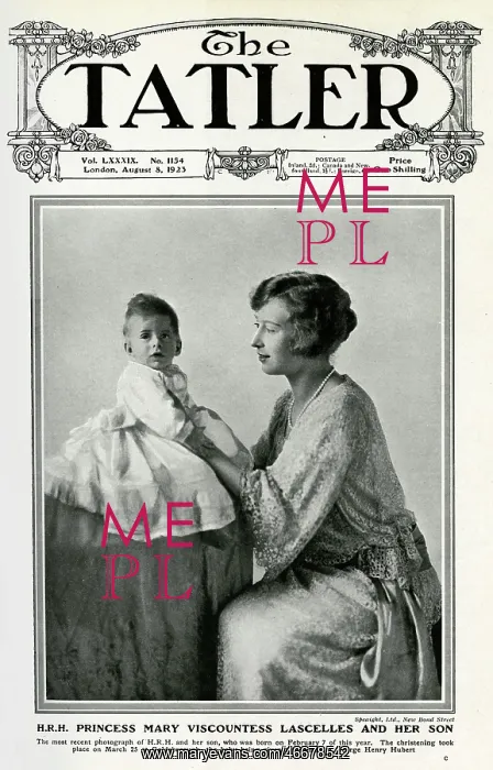 : Princes Mary Vicountess Lascelles and her son : Princes Mary Vicountess Lascelles and her son