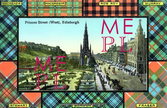 : Princes Street (West), Edinburgh, Scotland - tartan border : Princes Street (West), Edinburgh, Scotland - tartan border