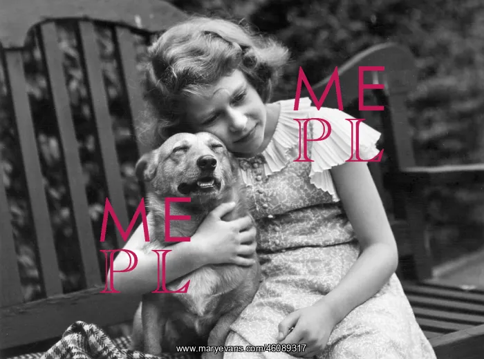 : Princess Elizabeth with corgi : Princess Elizabeth with corgi
