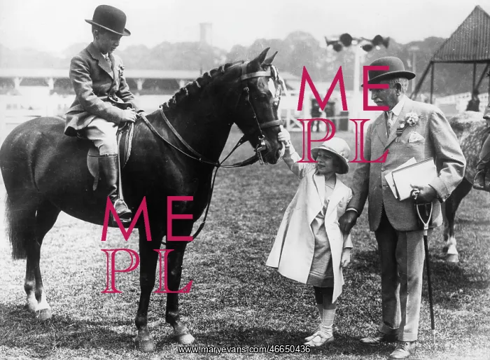 : Princess Elizabeth stroking a pony : Princess Elizabeth stroking a pony