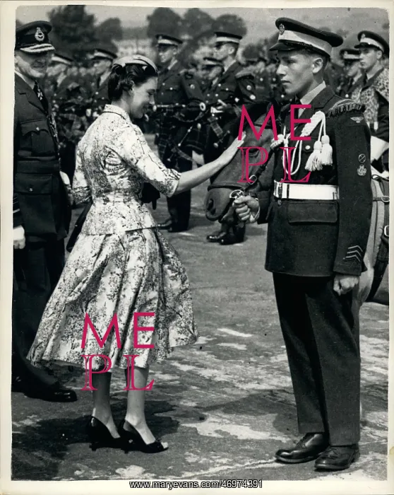 : Princess Margaret at passing out parade, RAF Locking : Princess Margaret at passing out parade, RAF Locking