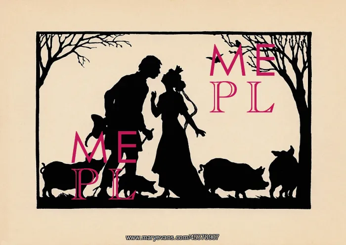 : The Princess and the Swineherd in silhouette : The Princess and the Swineherd in silhouette