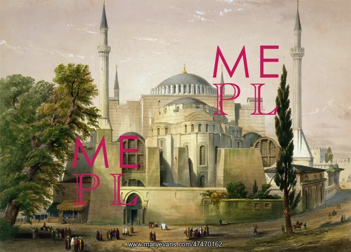 : Print shows exterior view of Ayasofya Mosque : Print shows exterior view of Ayasofya Mosque
