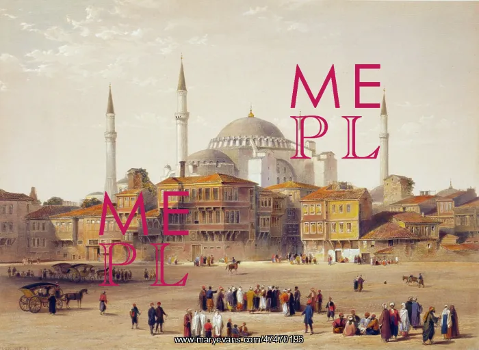 : Print shows exterior view of Ayasofya Mosque : Print shows exterior view of Ayasofya Mosque