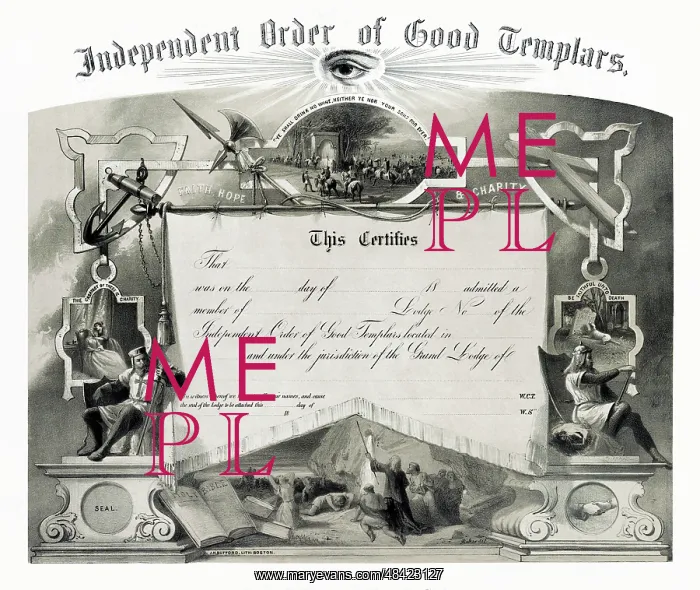 : Print shows an illustrated certificate for the : Print shows an illustrated certificate for the