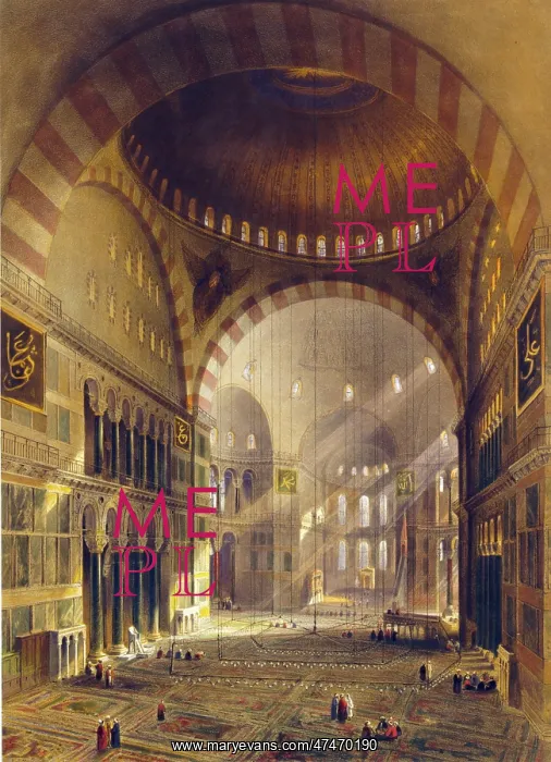: Print shows nave of Ayasofya Mosque : Print shows nave of Ayasofya Mosque