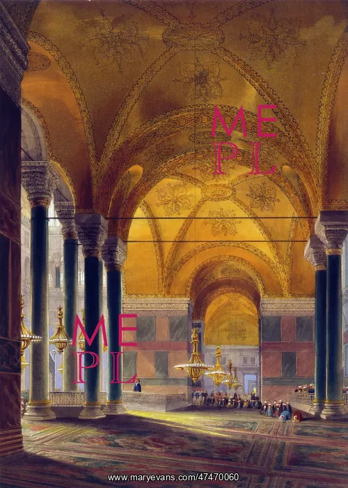 : Print shows north nave of Ayasofya Mosque : Print shows north nave of Ayasofya Mosque