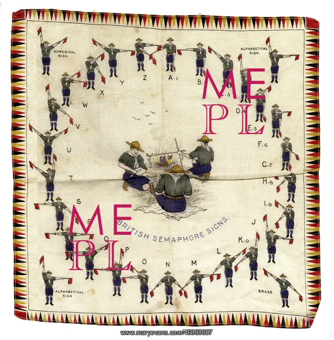 : Printed cotton hankerchief. British Semaphore : Printed cotton hankerchief. British Semaphore