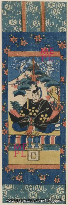: Printed miniature scroll painting of Tenjin turned to the le : Printed miniature scroll painting of Tenjin turned to the le