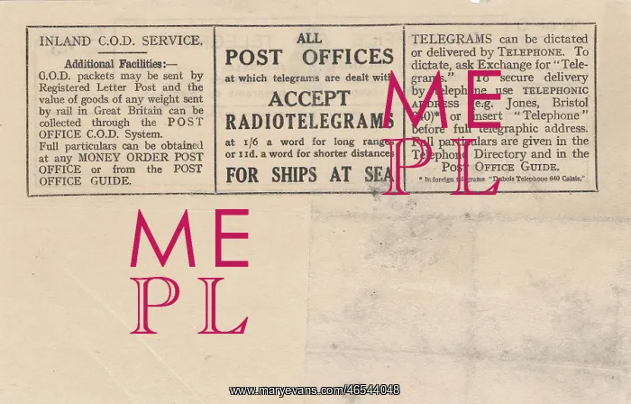 : Printed side of a telegram : Printed side of a telegram
