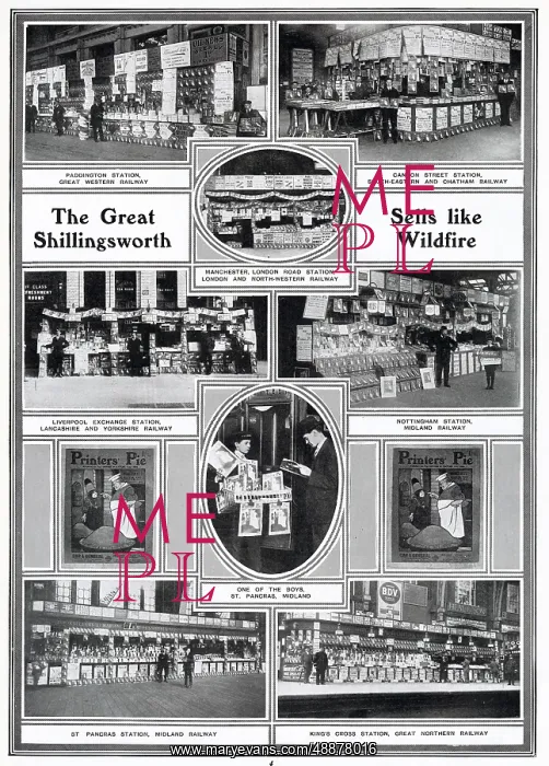 : Printers Pie - Selling at Railway Stations, London 1914 : Printers Pie - Selling at Railway Stations, London 1914