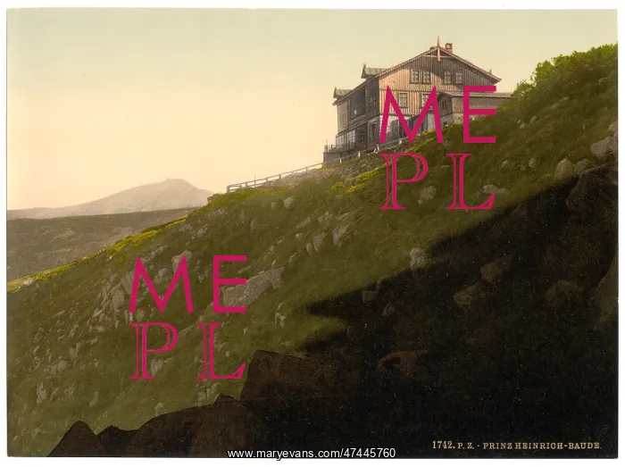 : Prinz Heinrichsbaude, with the Schneekoppe, Riesengebirge, G : Prinz Heinrichsbaude, with the Schneekoppe, Riesengebirge, G