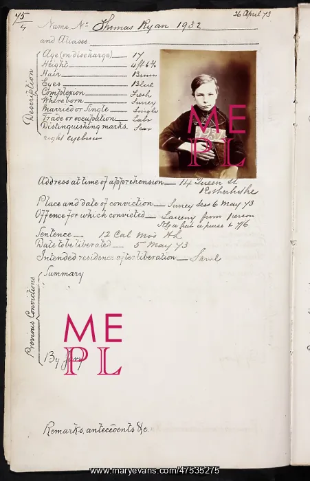 : Prisoner mug shot 1873 : Prisoner mug shot 1873