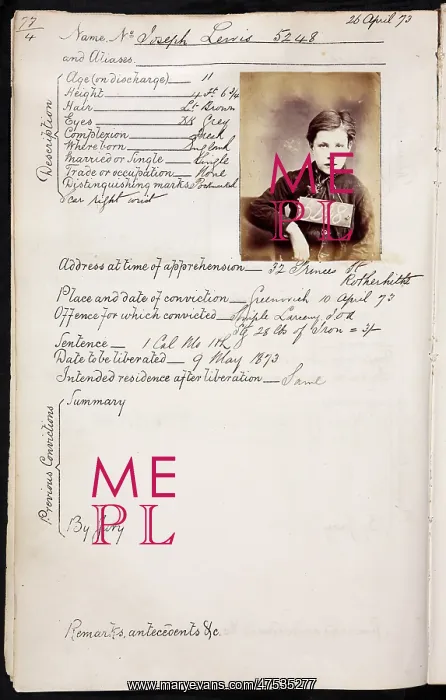: Prisoner mug shot 1873 : Prisoner mug shot 1873
